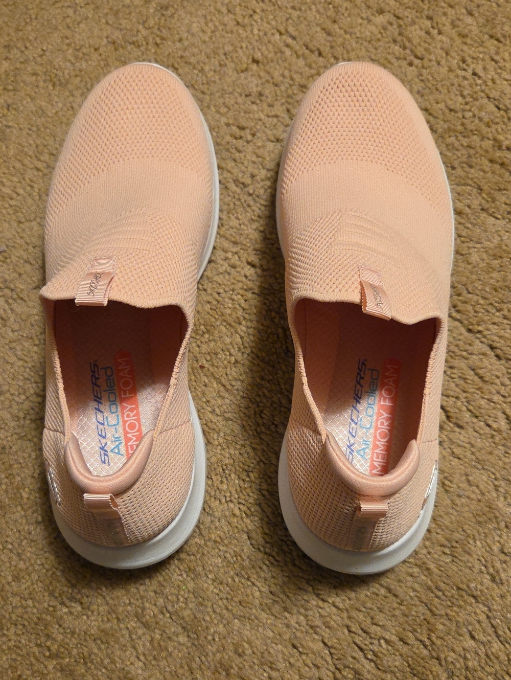 Skechers Women's Slip-On Knit Sneakers in Peach Pink